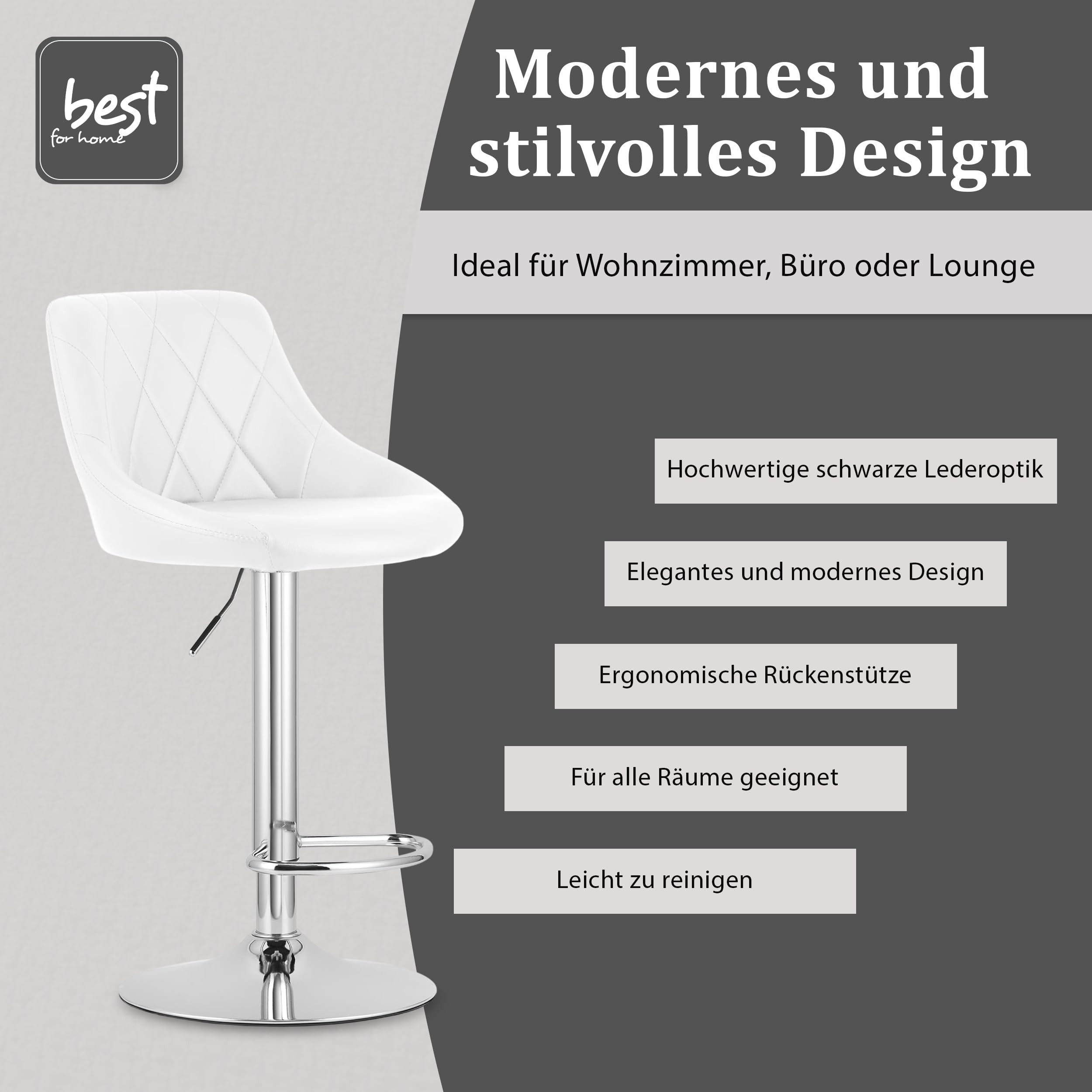 Best for Home Barhocker Best For Home Barhocker – Höhenverstellbar mit Chromfuß