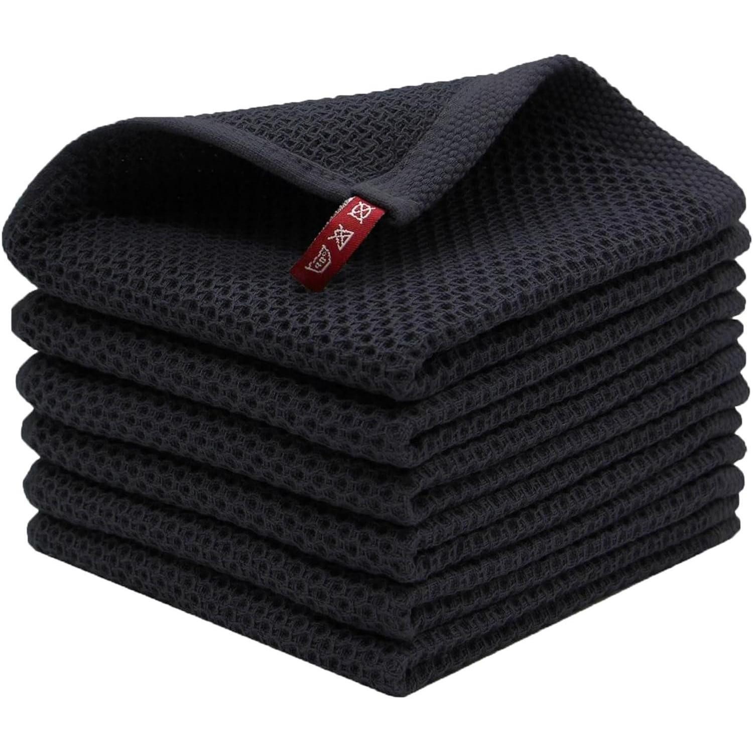 LuxusKollektion Spültuch Spültücher Barista Baumwolle Putzlappen 6 Stück Schwarz 33x33 CM