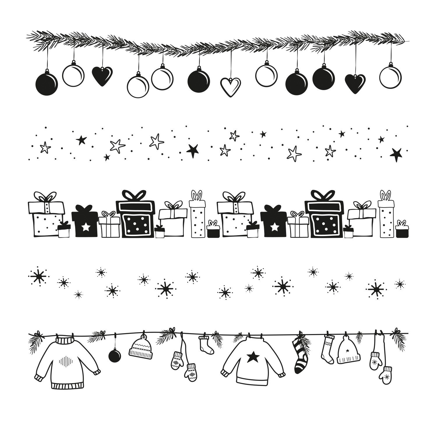 Rayher Stempel Weihnachtsbordüren, Motivgröße 1.0-9.7 cm