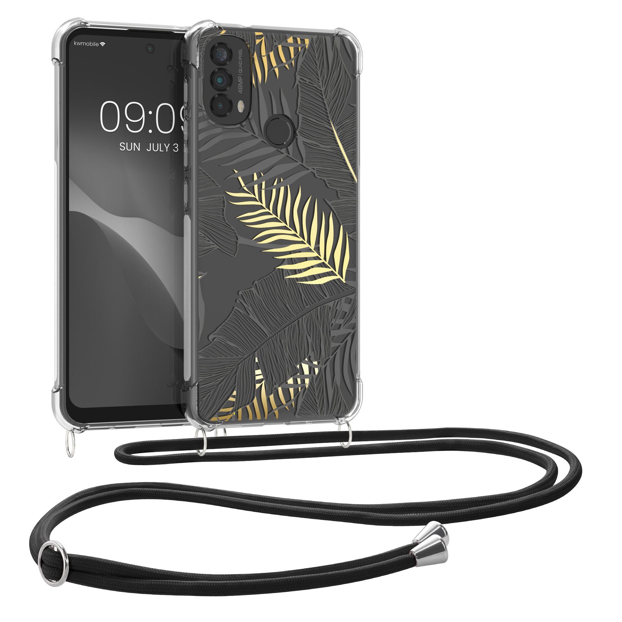 kwmobile Handyhülle Hülle für Motorola Moto E40, Silikon Handyhülle mit Kette - Handykette Handyband