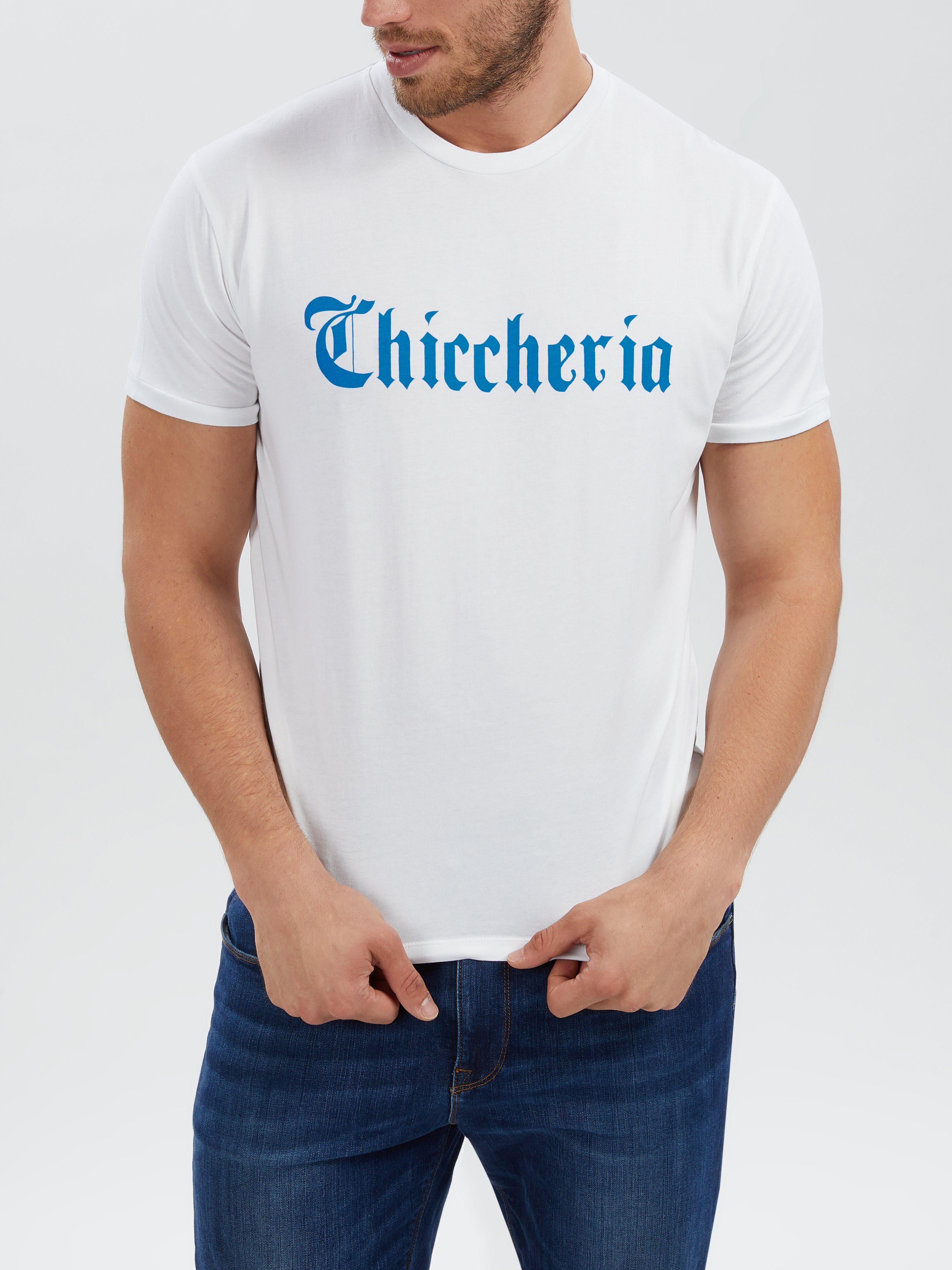Chiccheria Brand T-Shirt Logo Fraktur Designed in Los Angeles, weiß günstig online kaufen