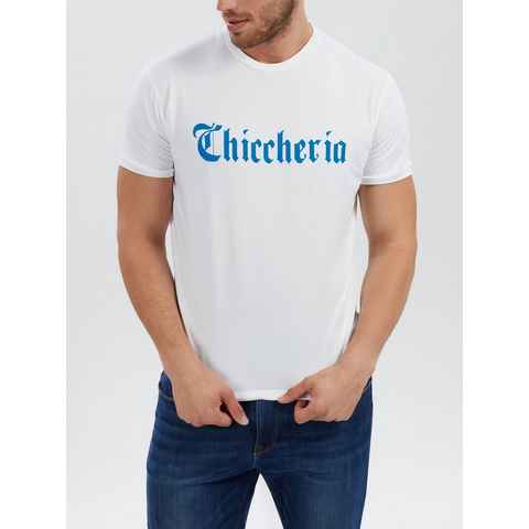 Chiccheria Brand T-Shirt Logo Fraktur Designed in Los Angeles, weiß