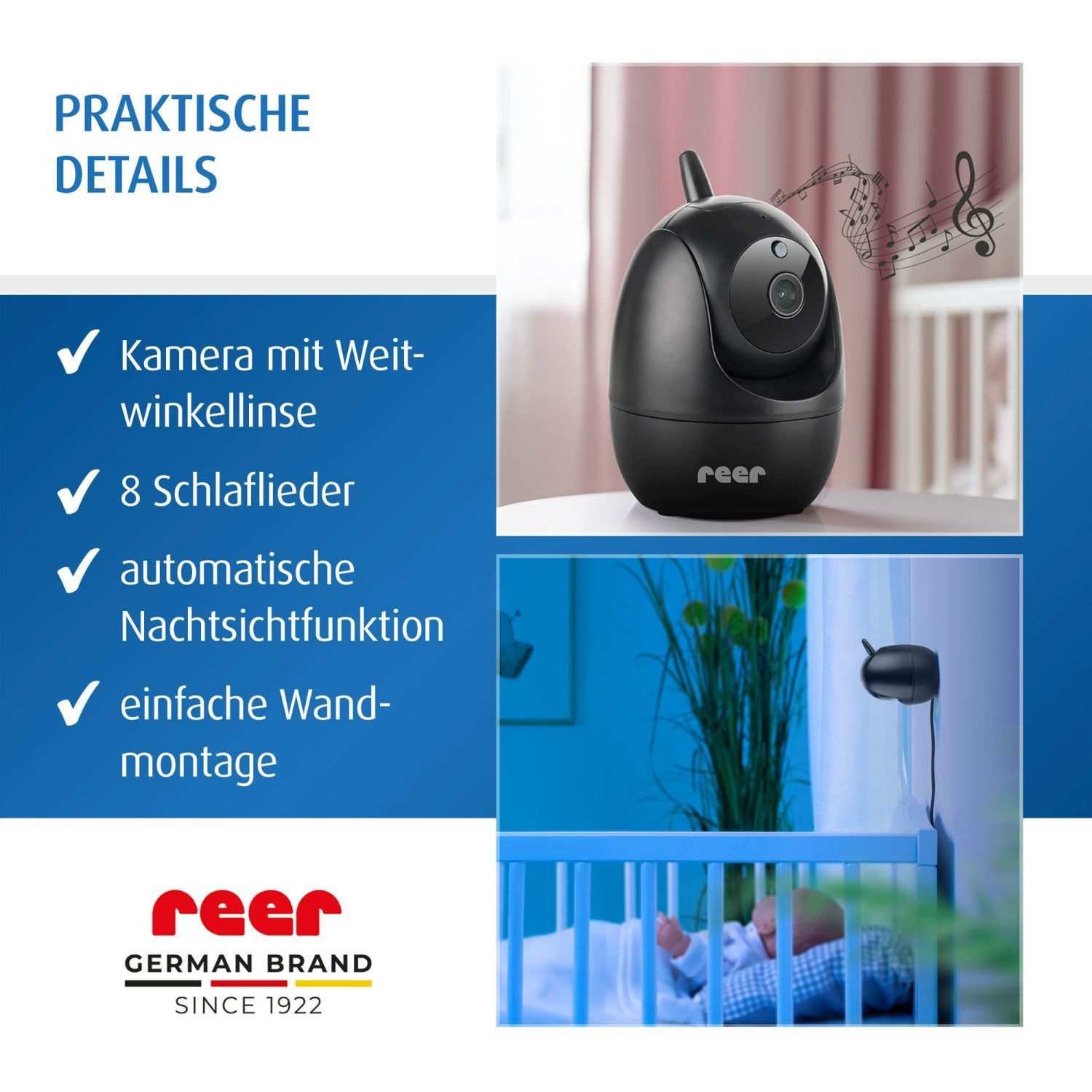 Reer Video-Babyphone Video Babyphone, Video Babyphone, 1-tlg., bis zu 300 Meter Reichweite, bis zu 300 Meter Reichweite