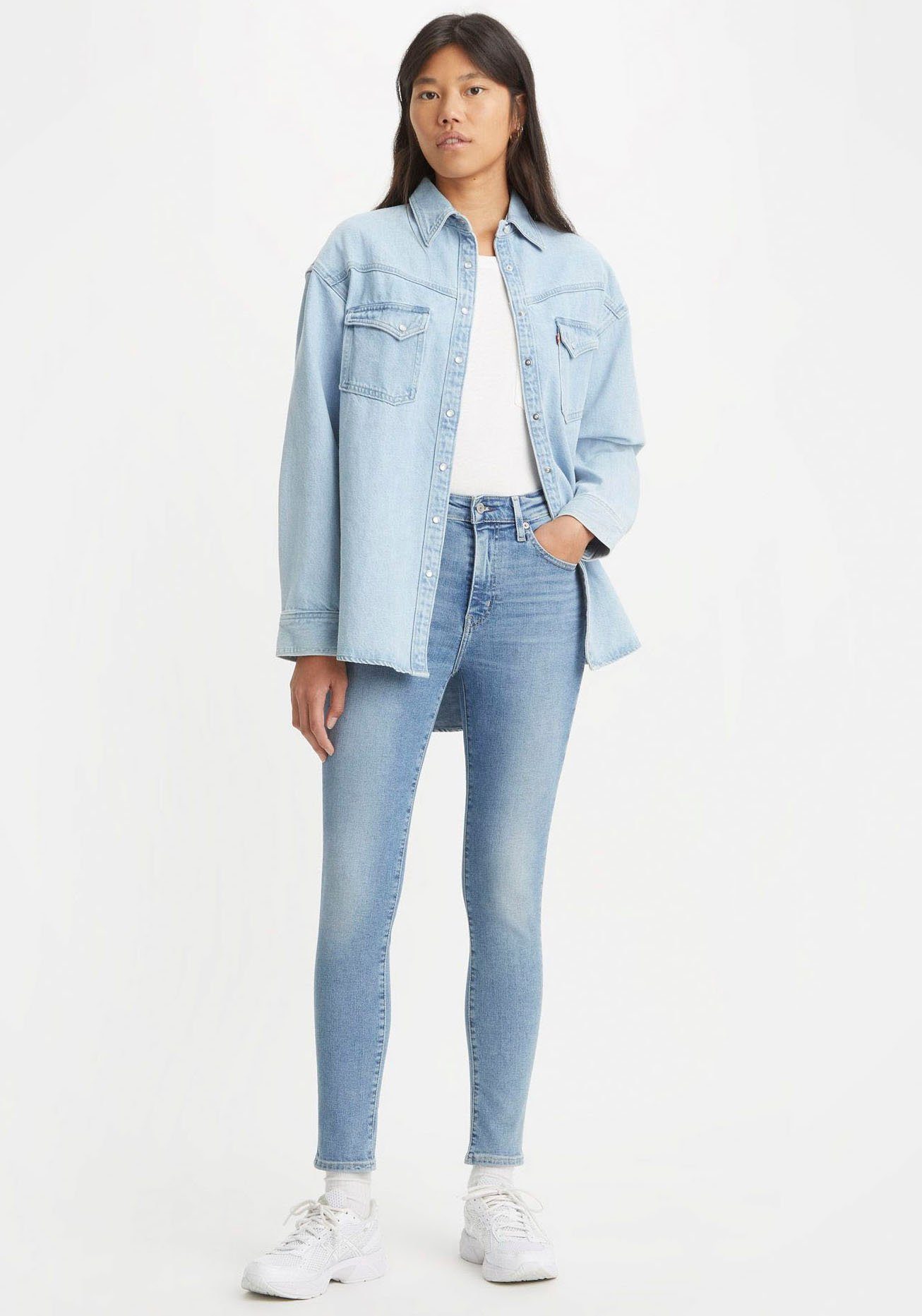 Skinny-fit-Jeans 721 hohem Levi's® used-denim rise Bund High skinny mit blue