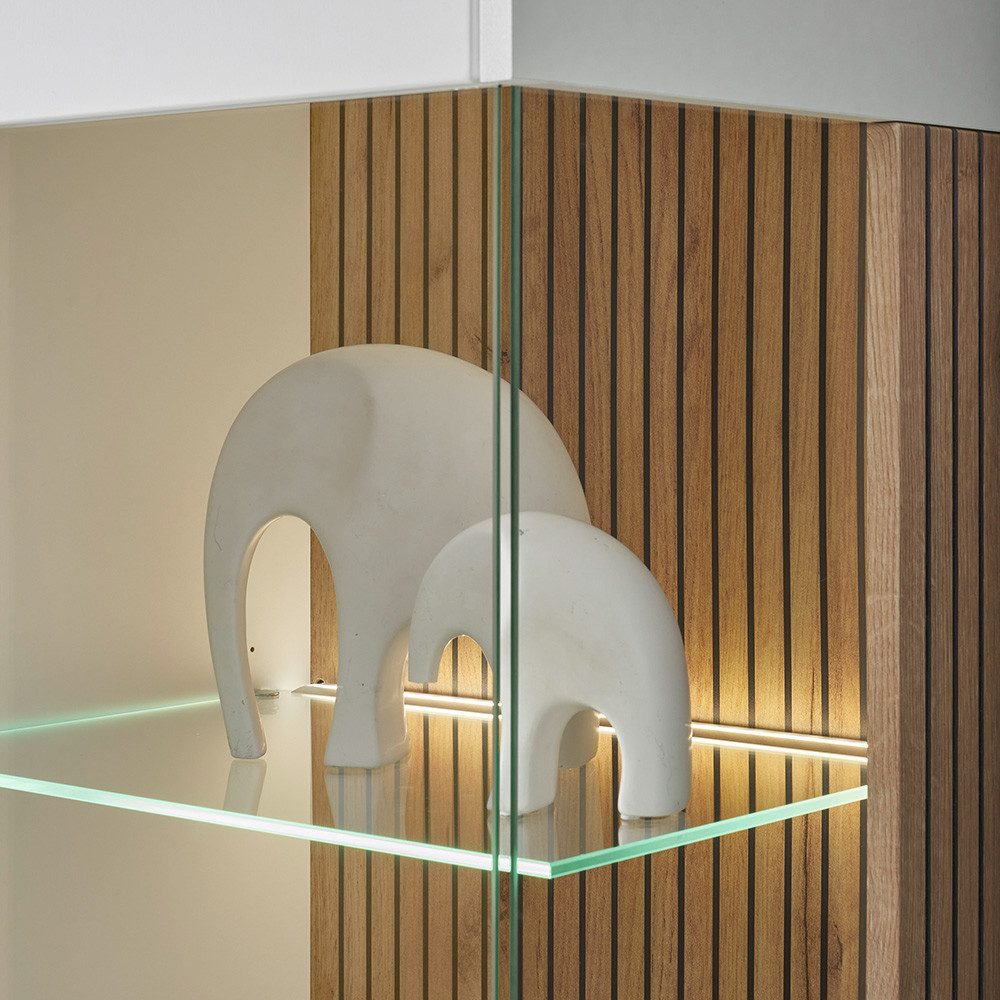 Lomadox Highboard HUNTER-61, weiß matt Eiche günstig online kaufen