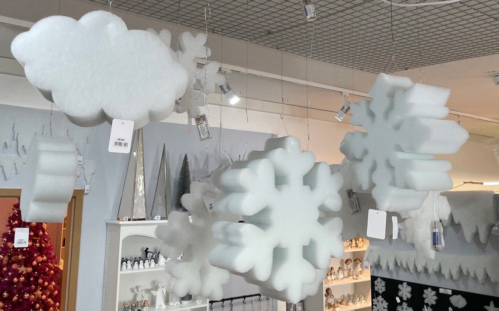 - Stern Hängedekoration WEINBERGER (1 Flocke - mit Wolke & Beleuchtet St) Schnee-Figuren LED Weihnachtsdekoration RIFFELMACHER Weiß Minilichterkette,