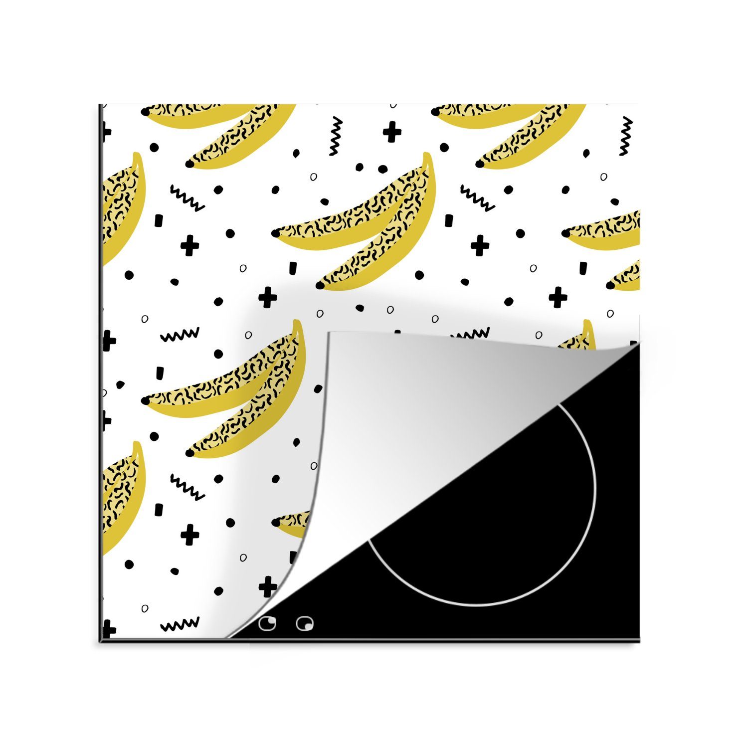 MuchoWow Herdblende-/Abdeckplatte Sommer - Design - Bananen, Vinyl, (1 tlg), 78x78 cm, Ceranfeldabdeckung, Arbeitsplatte für küche