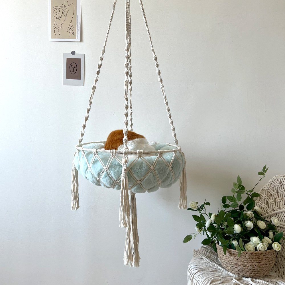 Rouemi Wanddekoobjekt Hängematte, Haustier-Katzenbett, hängende Lagerung gewebte Wandteppich