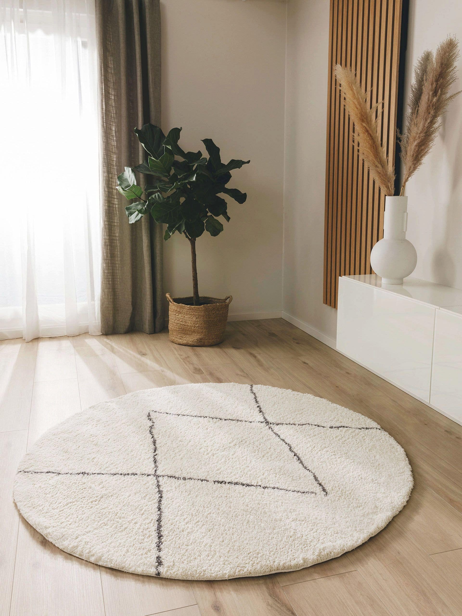 benuta Hochflor-Teppich Benno, rund, Höhe: 21 mm, Kunstfaser, Berber, Ethno günstig online kaufen