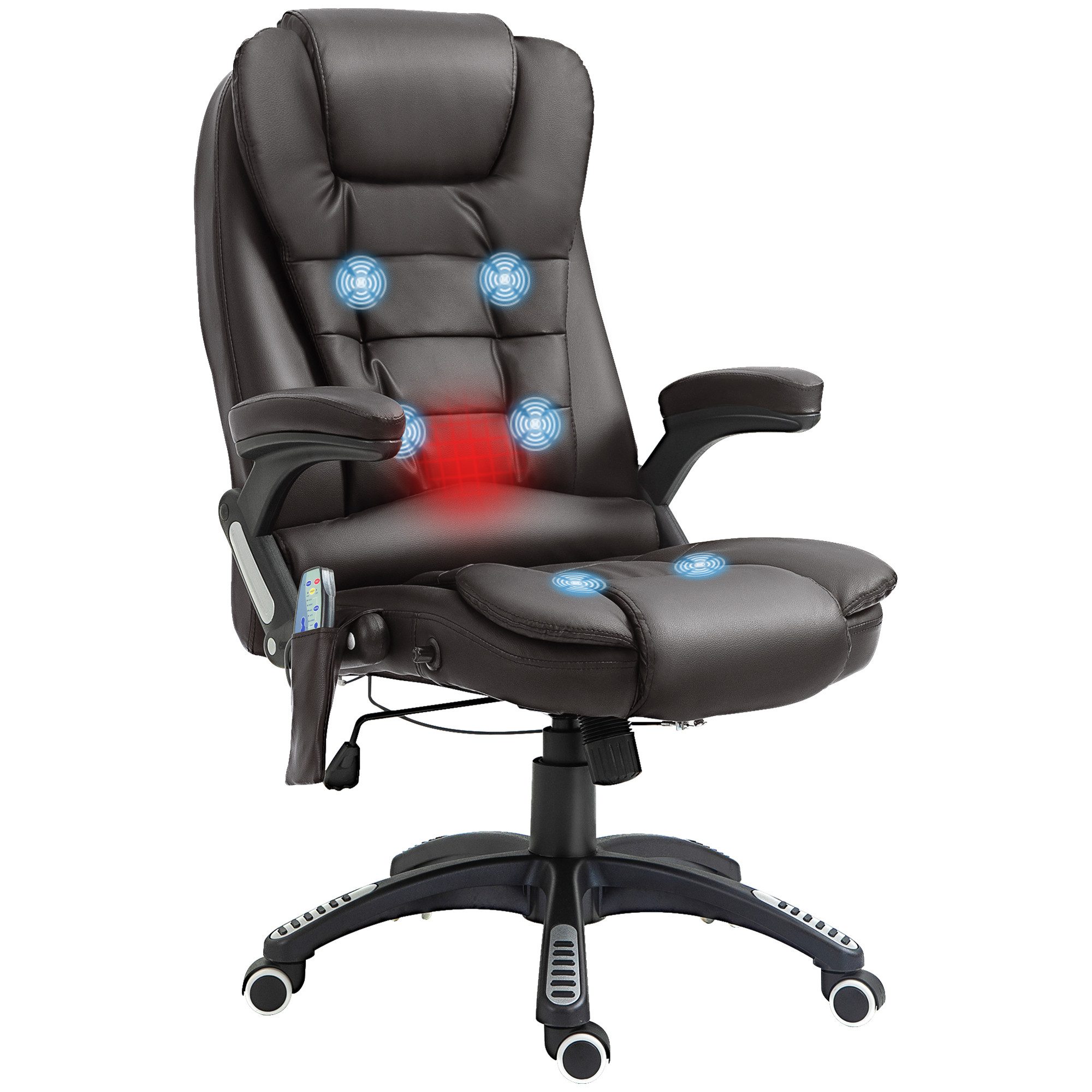 HOMCOM Schreibtischstuhl Bürostuhl mit Massagefunktion Ergonomischer Chefsessel (Massagesessel, 1 St), für Wohnbereich, Braun