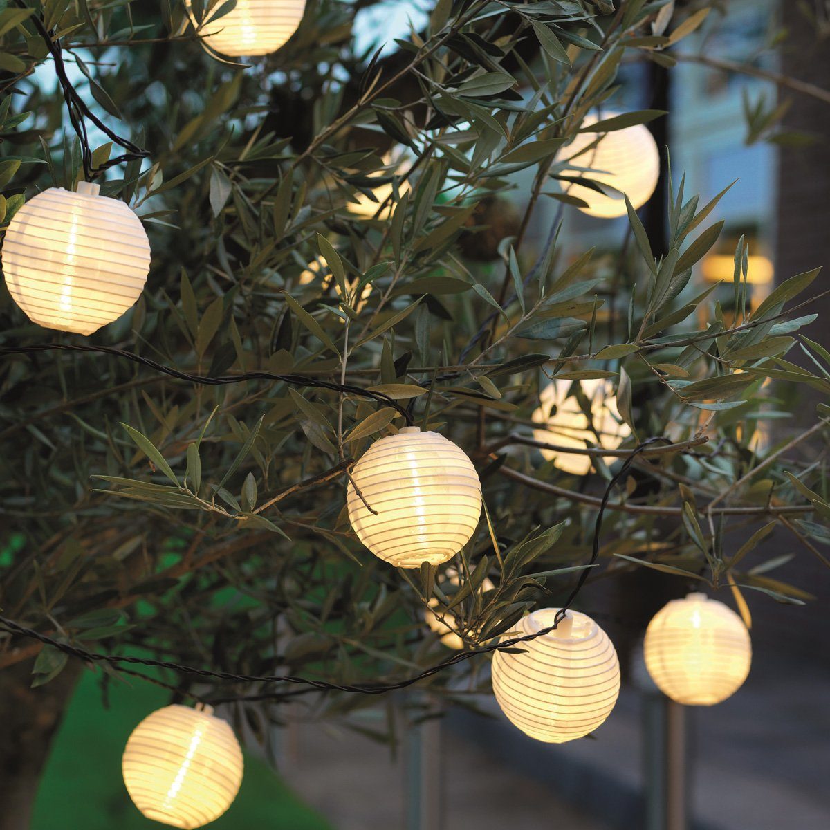 MARELIDA LEDLichterkette LED Solar Lichterkette Lampion 10 weiße