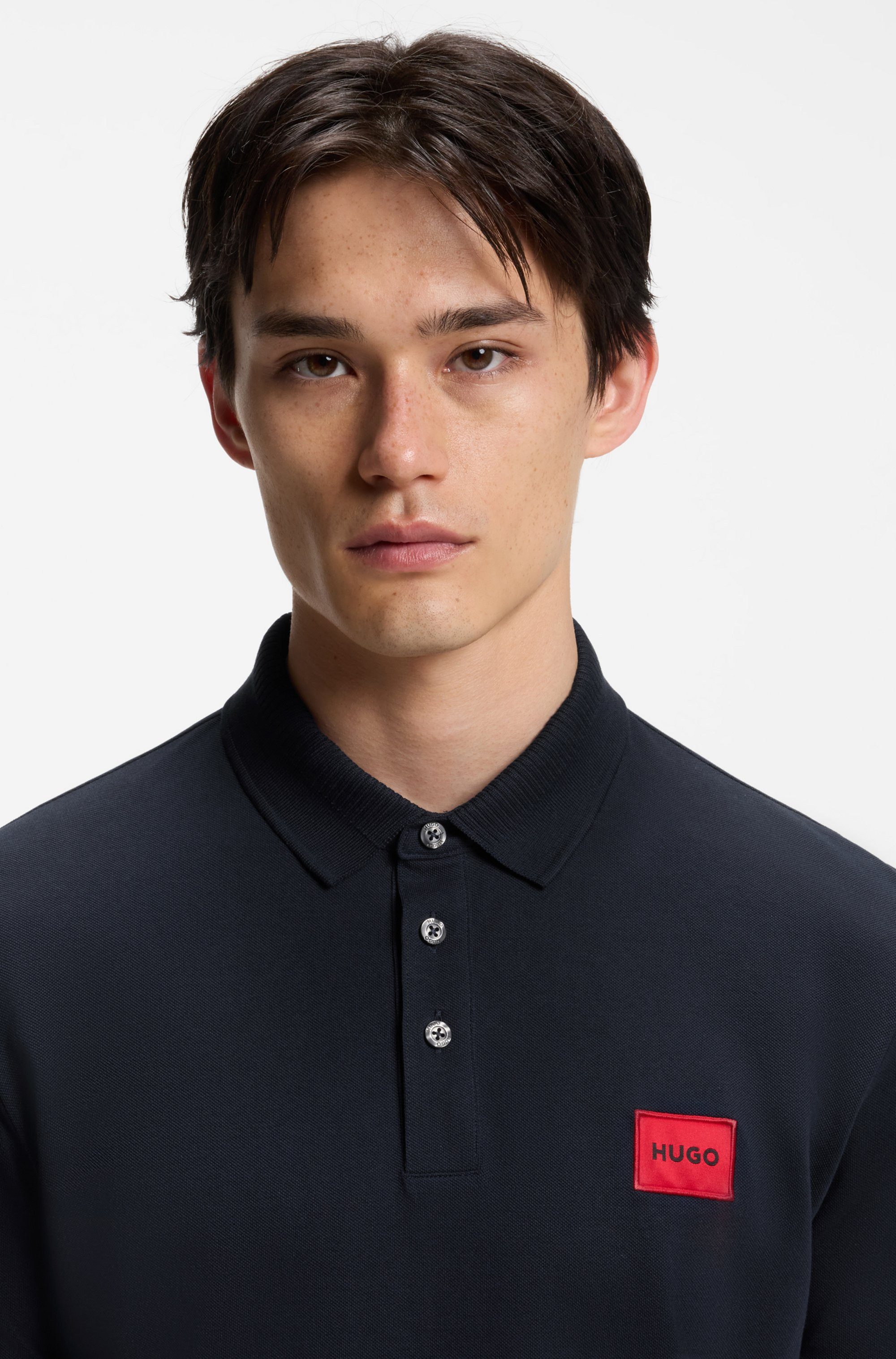 HUGO Poloshirt Dereso Slim Fit, Kurzarm, HUGO Weblabel