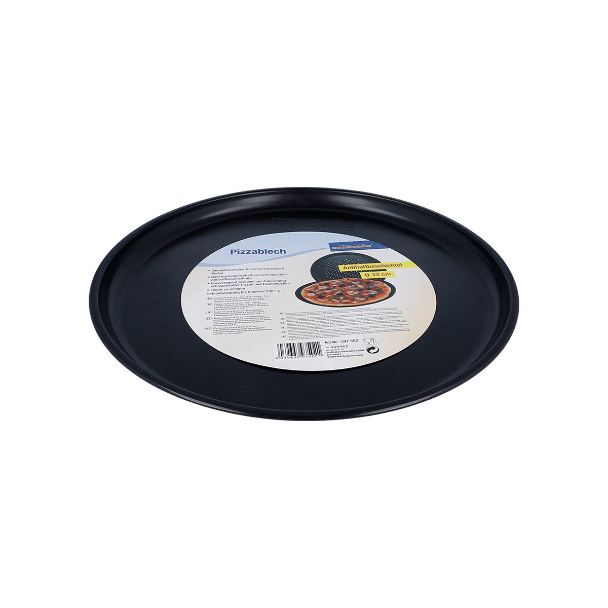 EUROHOME Pizzablech Ofenbackblech rund - Pizzaform - Pizzapfanne - Ofen Form - Backform, Karbonstahl, (1-St., Pizza Backblech Ø 33 cm), Pizzabackblech antihaft  – Bild 4 von 5