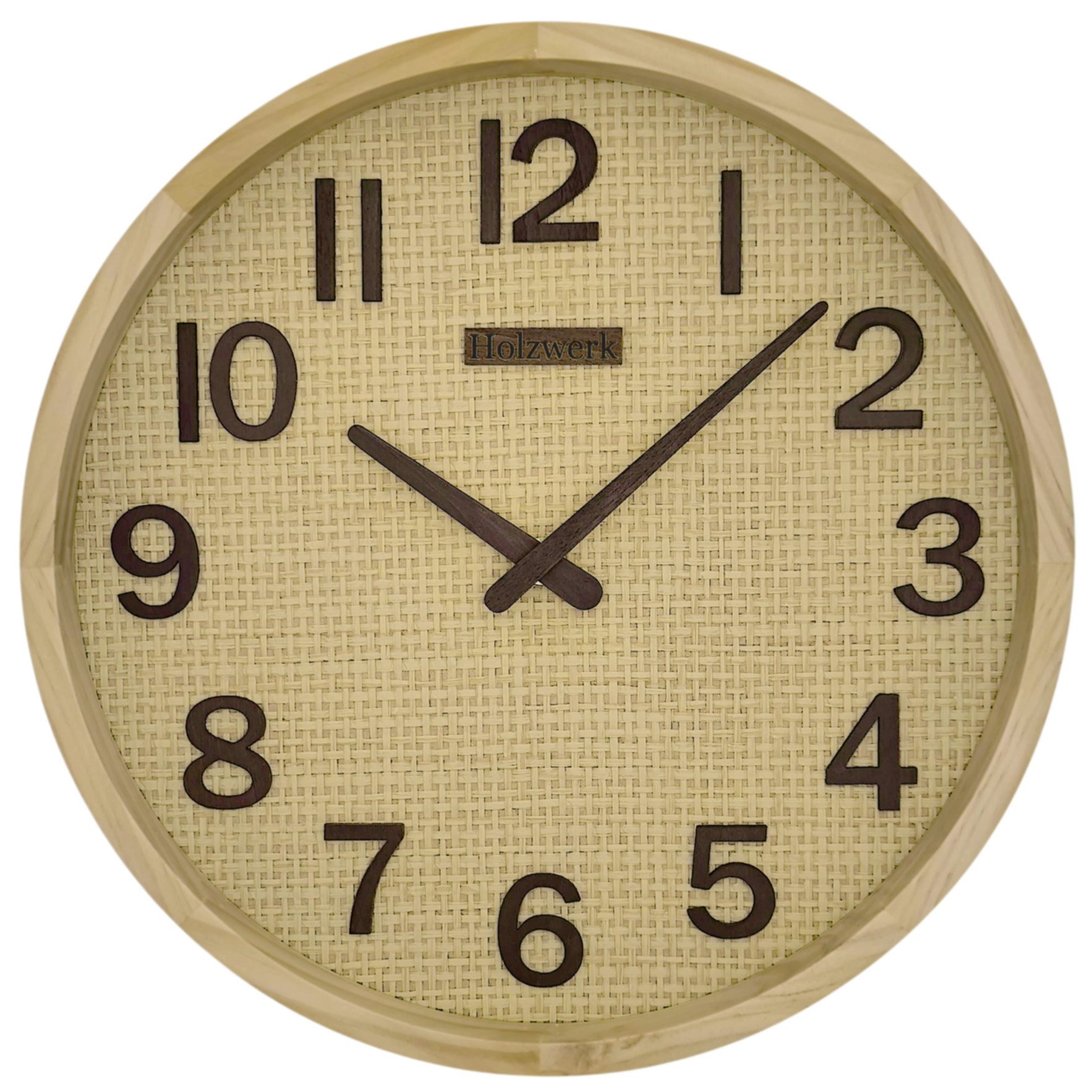 Holzwerk Funkwanduhr BOHO Ratten Designer Funk Holz Wand Uhr (Nahezu lautlo günstig online kaufen