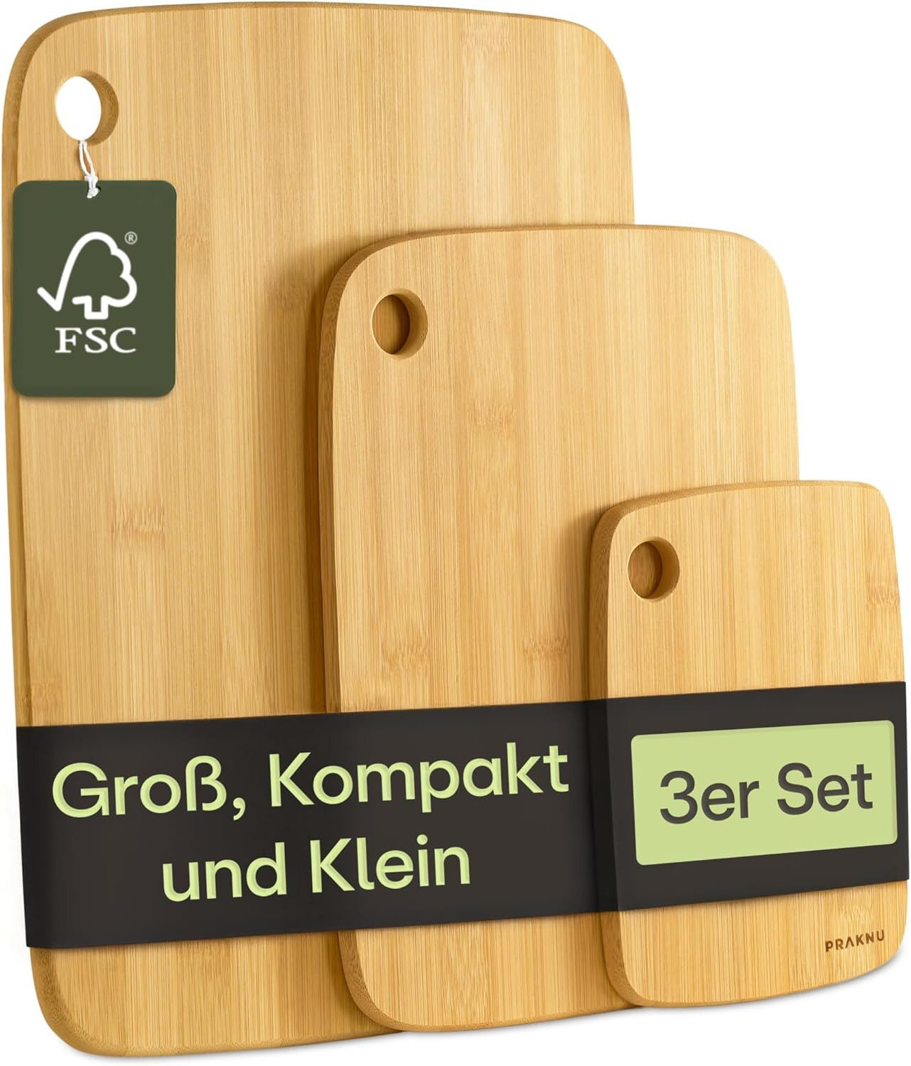 Praknu Schneidebrett 3er Schneidebrett Set - Echtes Bambus Holz - Praktische Größen mit, Bambus, (3er-Set, 3-St), Größen. Reduzierter Preis € 17,50. Unverbindliche Preisempfehlung € 25,00