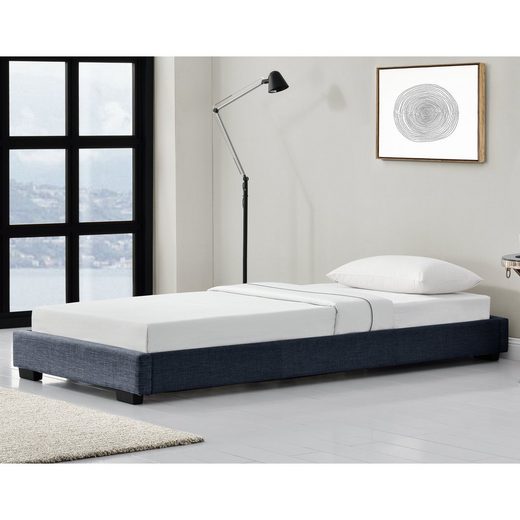 Corium Polsterbett, »Masari« Modernes Bett 90x200cm mit Lattenrost aus Leinen in dunkelgrau