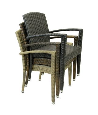 Konway Stapelstuhl MAUI (4 St), 4x KONWAY® MAUI Stapelsessel Elfenbein Premium Polyrattan Sessel