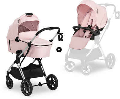 Hauck Kombi-Kinderwagen Vision X, silver/Rose, (3-tlg), mit Babywanne und Sportwagenaufsatz