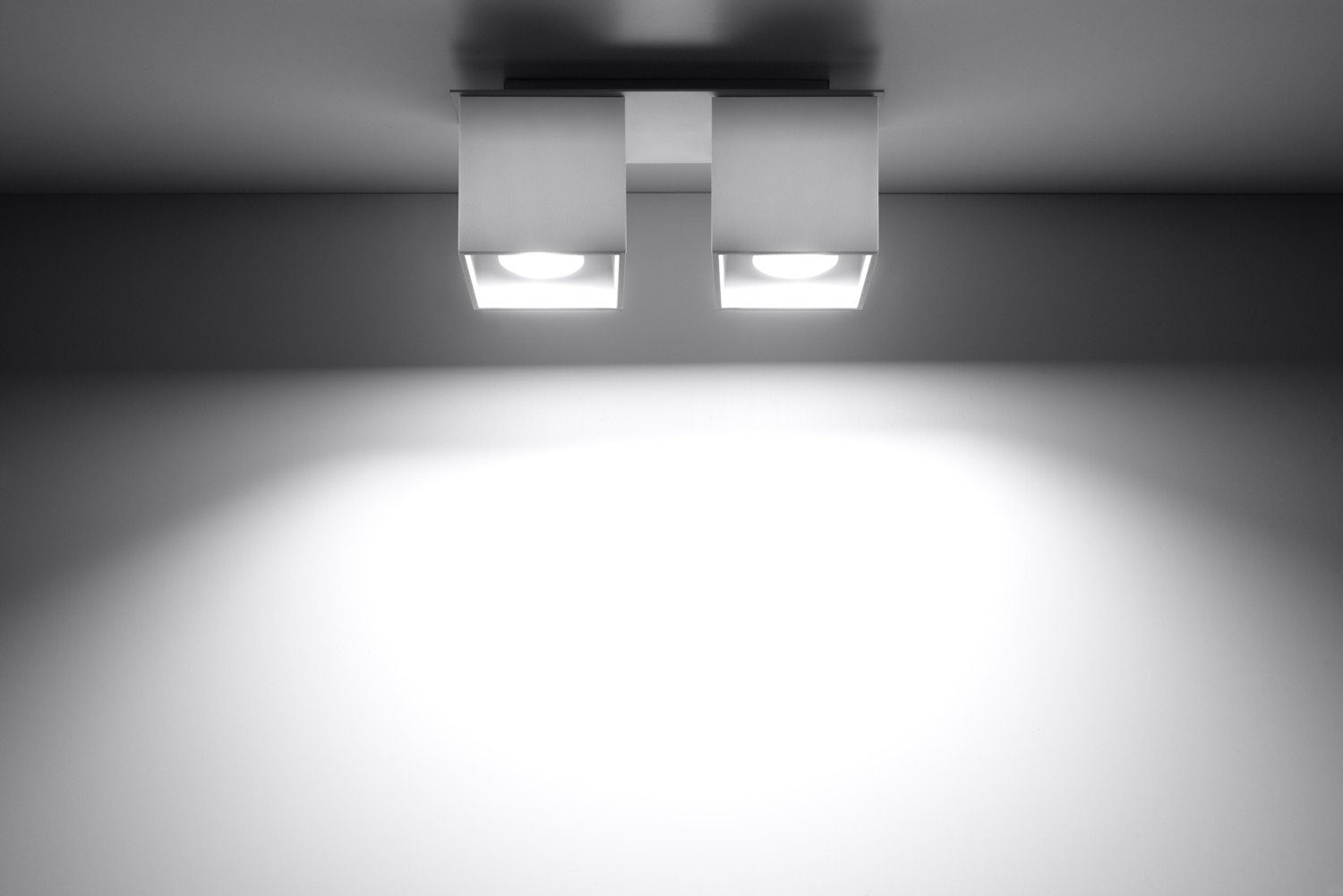 Licht-Erlebnisse Deckenleuchte GEO, ohne Leuchtmittel, Bauhaus Deckenlampe  Weiß rechteckiger Schirm 2 flammig Küche Flur