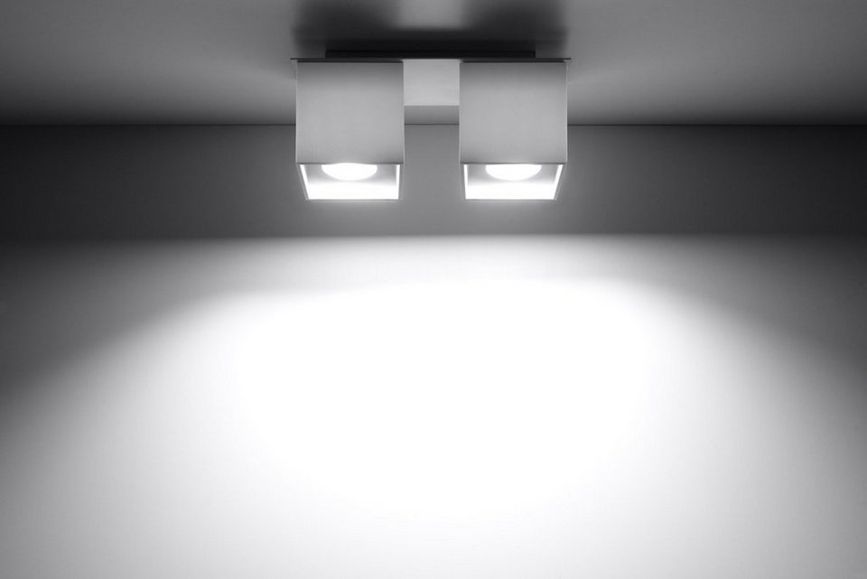 Licht-Erlebnisse Deckenleuchte GEO, ohne Leuchtmittel, Bauhaus Deckenlampe  Weiß rechteckiger Schirm 2 flammig Küche Flur