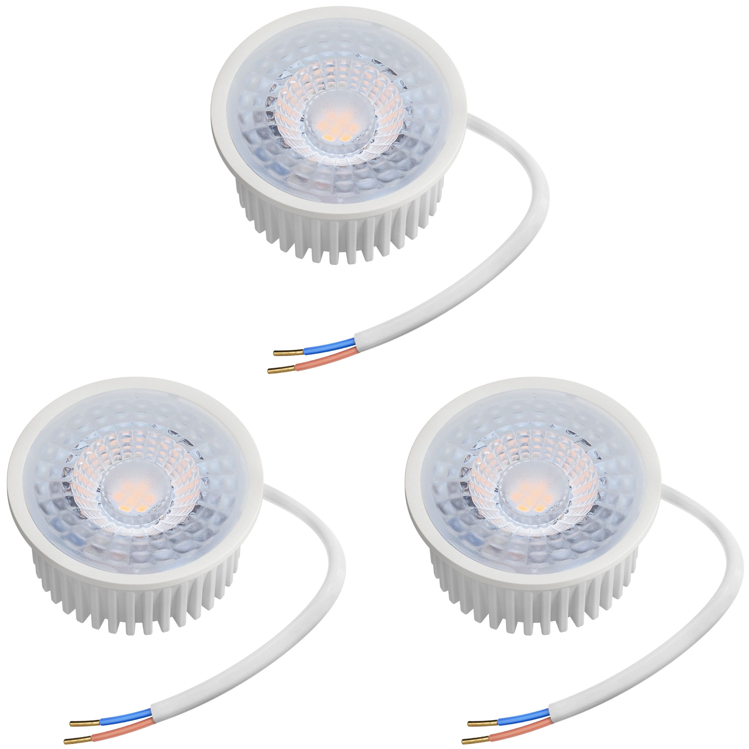 Oktaplex lighting LED-Leuchtmittel Nizza LED Modul flach Leuchtmittel GU10 Ersatz, 230V, 3 St., warmweiß, 3000K - Aufbauspots kompatibel