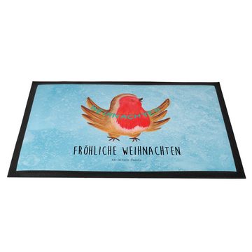 Fußmatte 40 x 60 cm Rotkehlchen Weihnachten - Eisblau - Geschenk, Advent, Heil, Mr. & Mrs. Panda, Höhe: 0.3 mm, rutschfest