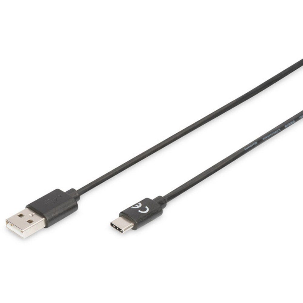 Digitus USB-Kabel USB 2.0 USB-C® Stecker, USB-A Stecker 1.00 m Schwarz USB-Kabel