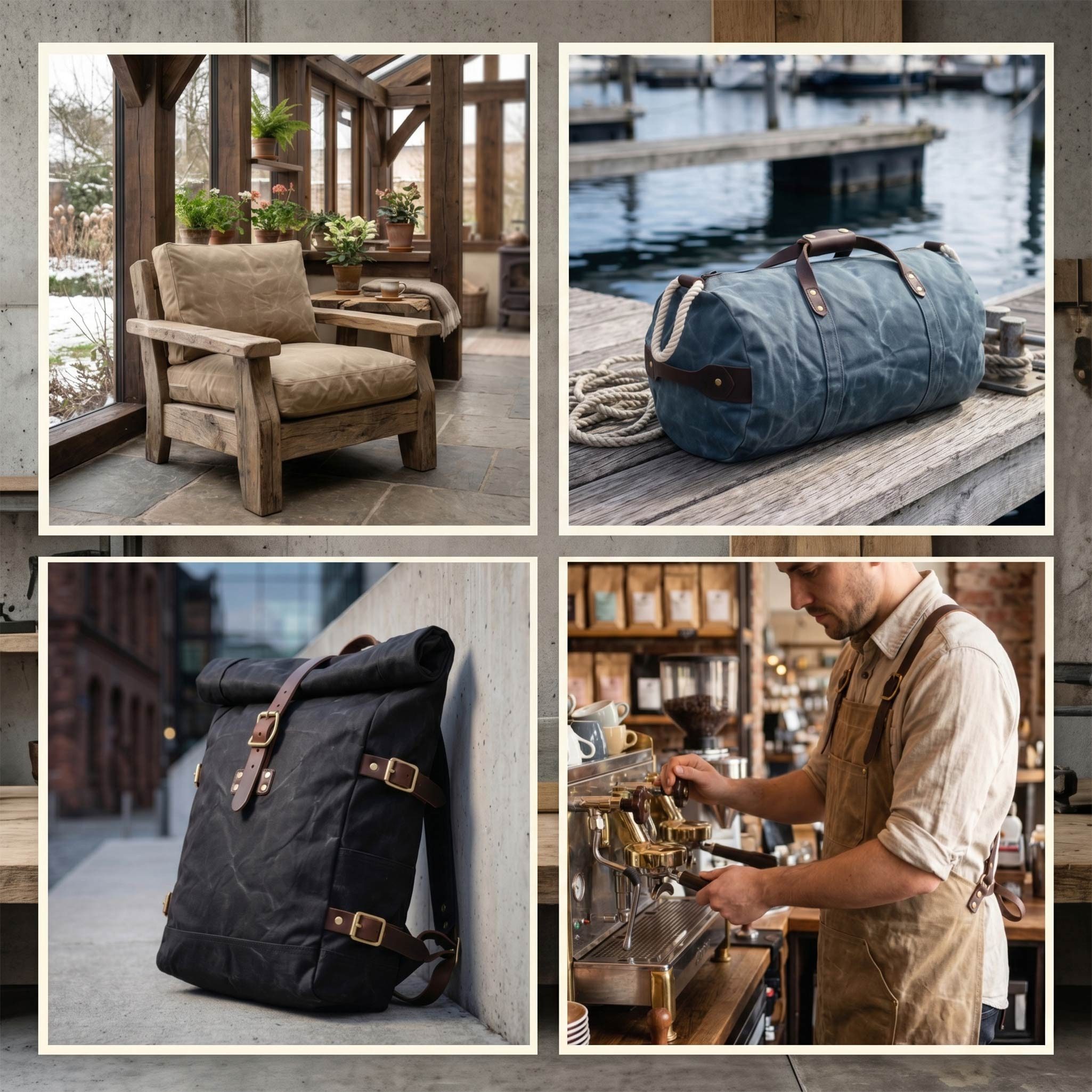 maDDma Stoff Canvas Stoff gewachst schwere Qualität Meterware Outdoor Taschenstoff, blaugrau