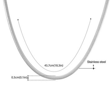 Made by Nami Schlangenkette Halskette mit starkem Karabiner-Verschluss, Choker Halskette Edelstahl 3mm Gliederkette