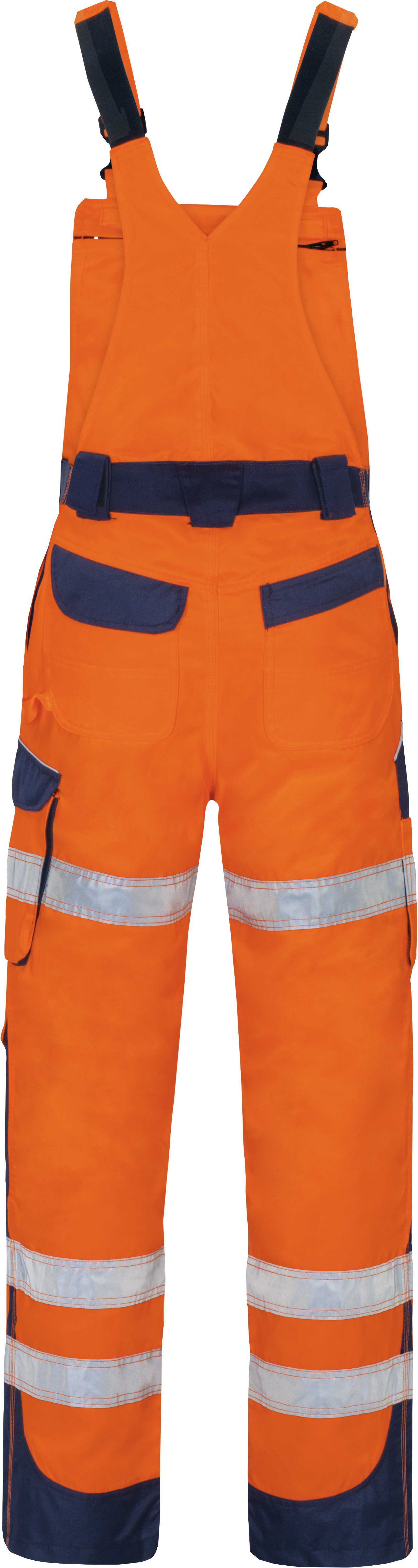 vizwell Arbeitslatzhose Warnschutz Latzhose Herren warnorange warngelb DIN zertifiziert, strapazierfähig, Knietasche aus Oxford-Material – Bild 4 von 5