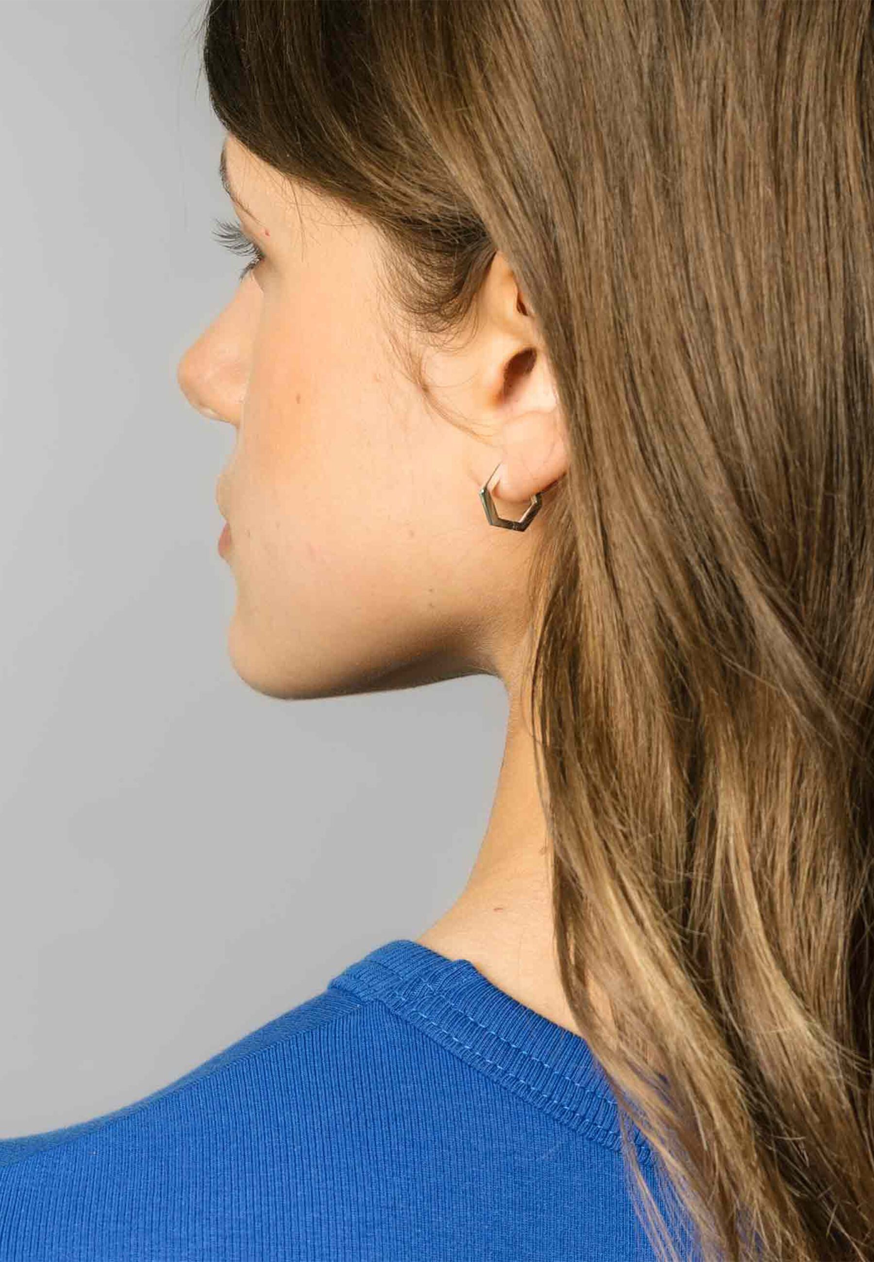 fejn jewelry Paar Creolen Hexagon Huggie, nachhaltiger Echtschmuck