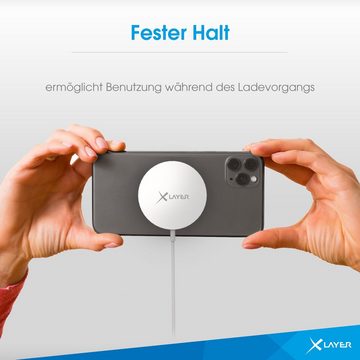 XLAYER Ladegerät MagFix Pro Magsafe Wireless Charging Pad kompatibel 15W Weiß Wireless Charger