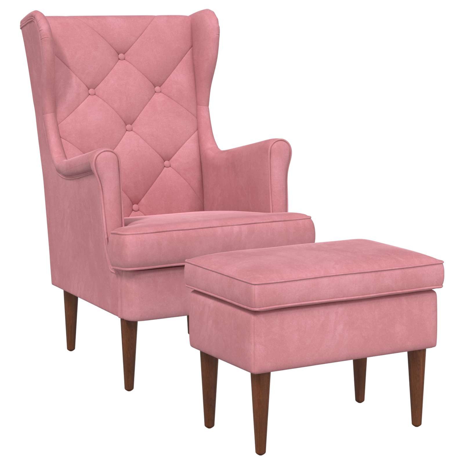 vidaXL Gartenlounge-Set Sessel mit Fußhocker 2 stk. Rosa Samt, (2-tlg)