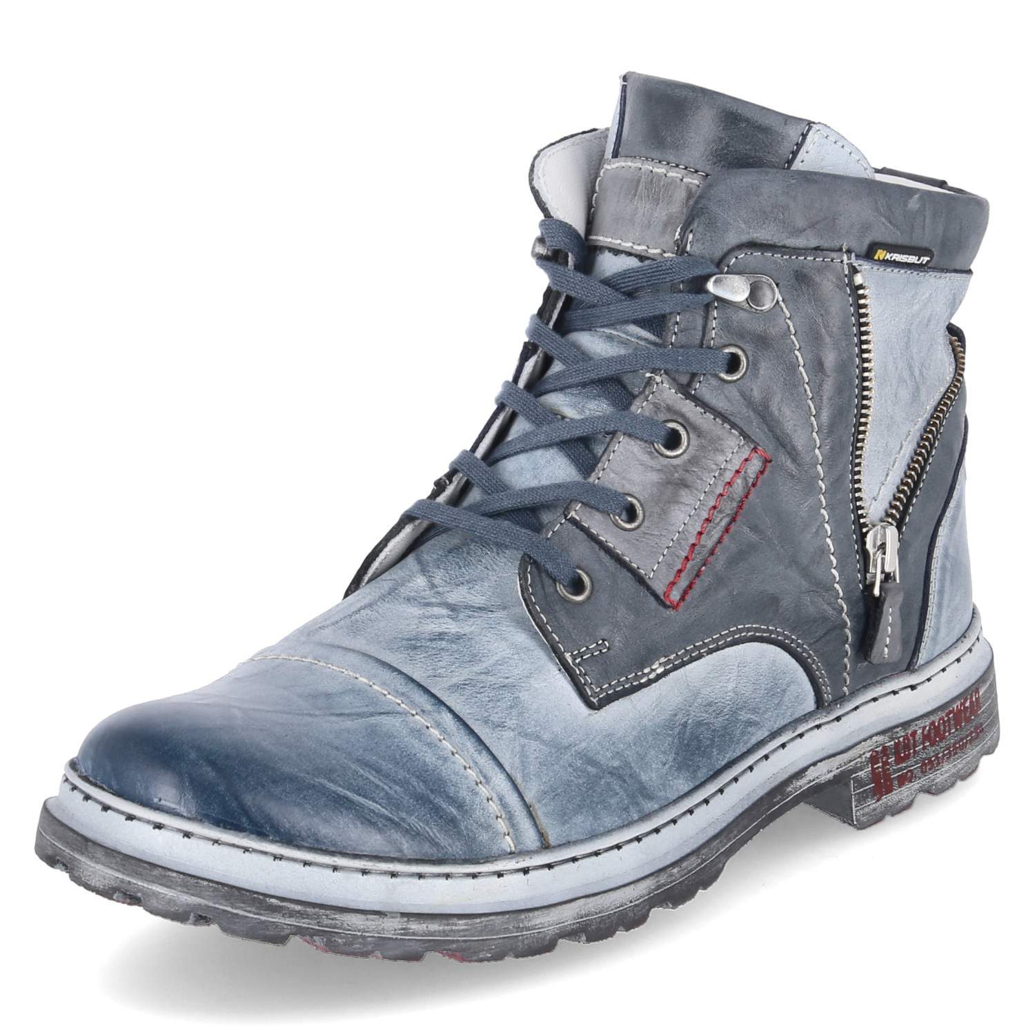 KRISBUT Krisbut - male - 6879A-4 BSF - Glattleder - blau Schnürstiefel günstig online kaufen