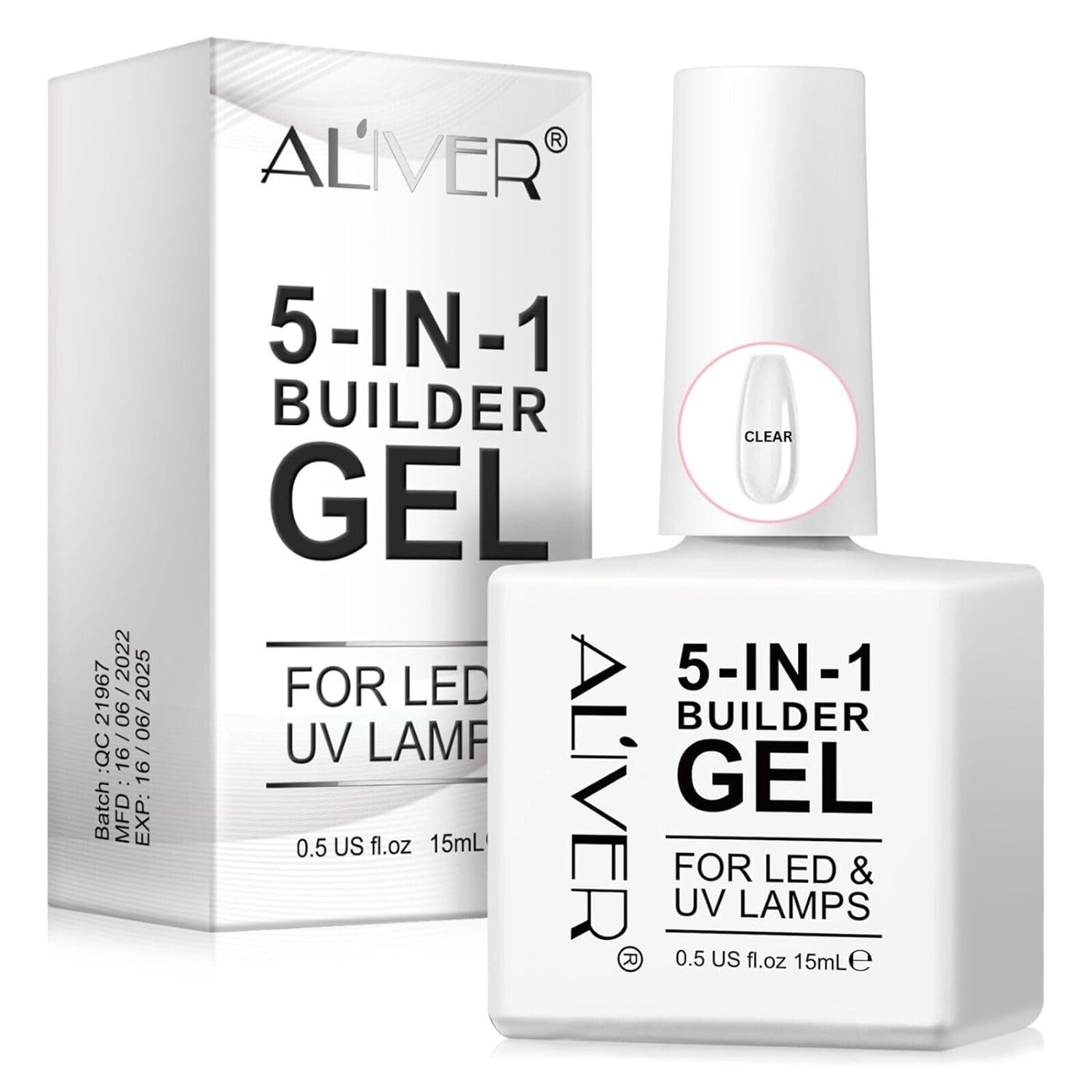 ALIVER Gel-Nagellack Nagelaufbau 5-in-1 Stärkendes Builder Nail UV LED Gel in 3 Farben mehr