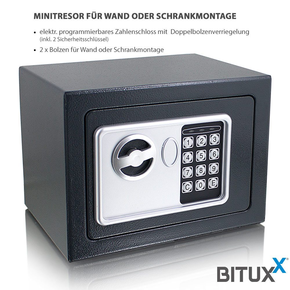 Bituxx Wandtresor Minisafe elektronisch Grau (MS-11387) – Bild 3 von 5