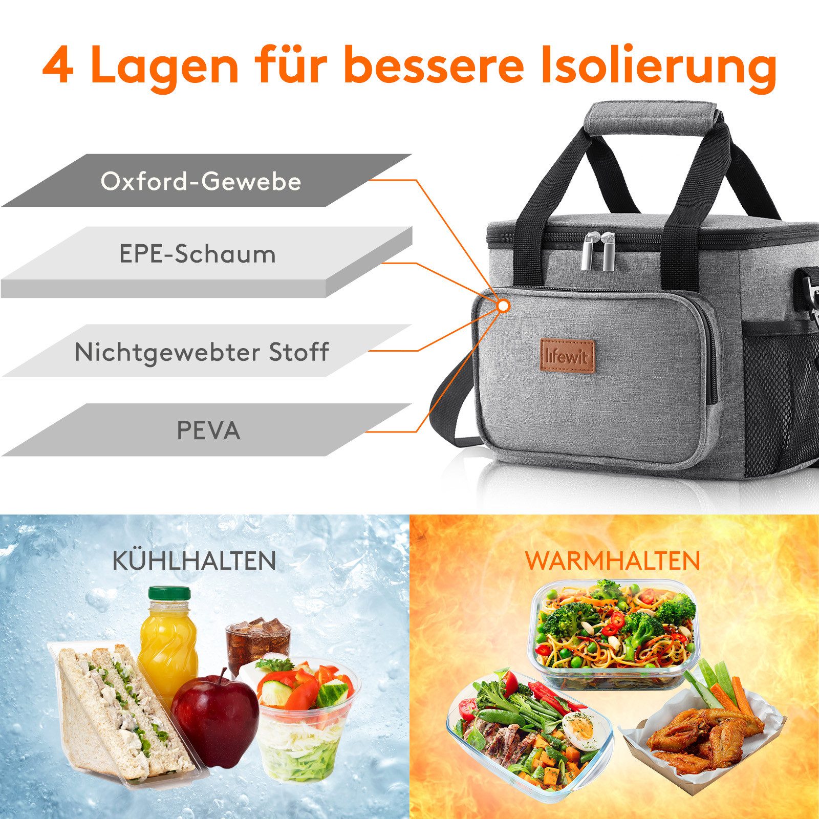 Lifewit Picknicktasche Kühltasche klein unterwegs, Isolierte Cooler Bag Lun günstig online kaufen