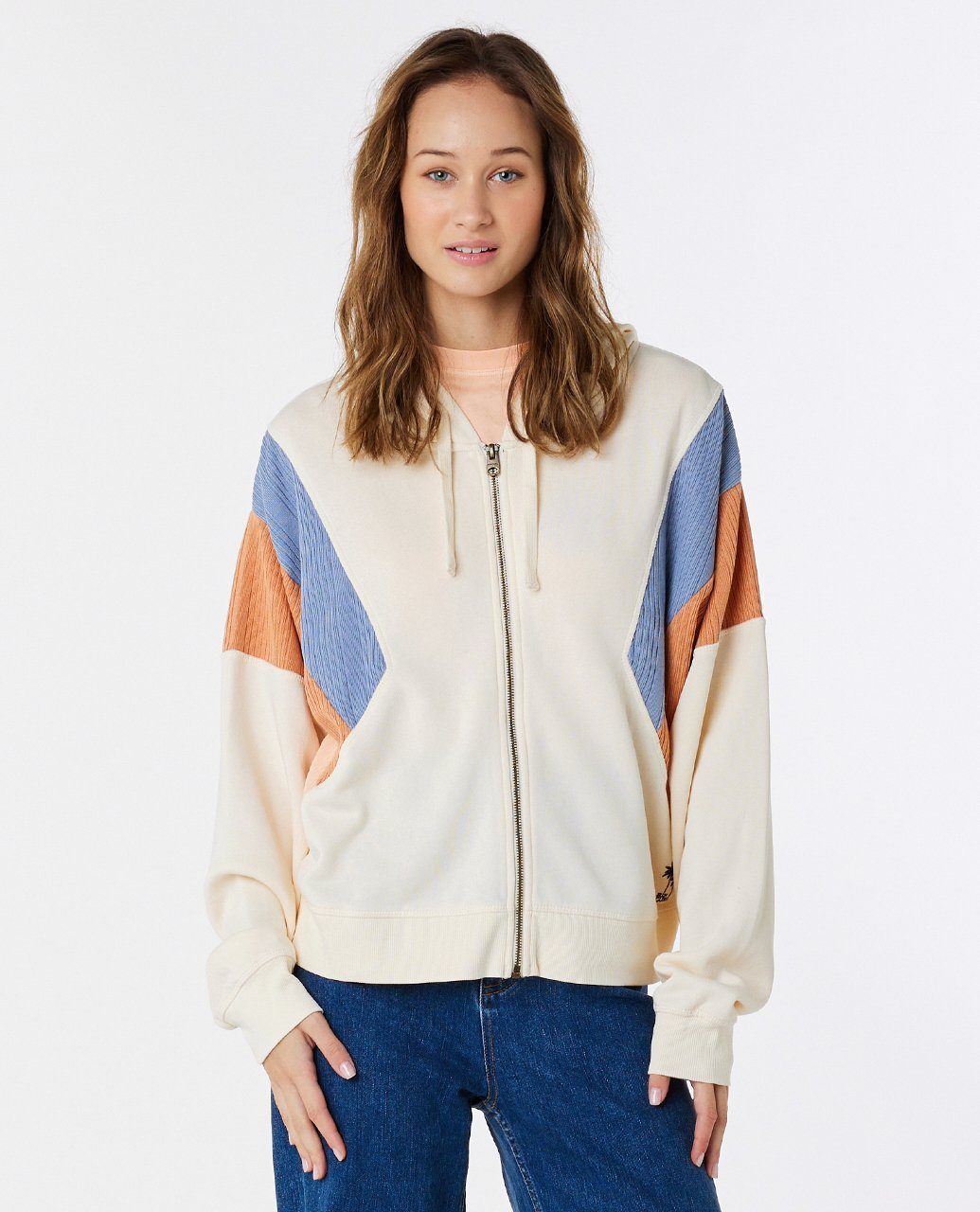 Rip Curl Women's Color Block Zip Thru Jacket Oatmeal Marle