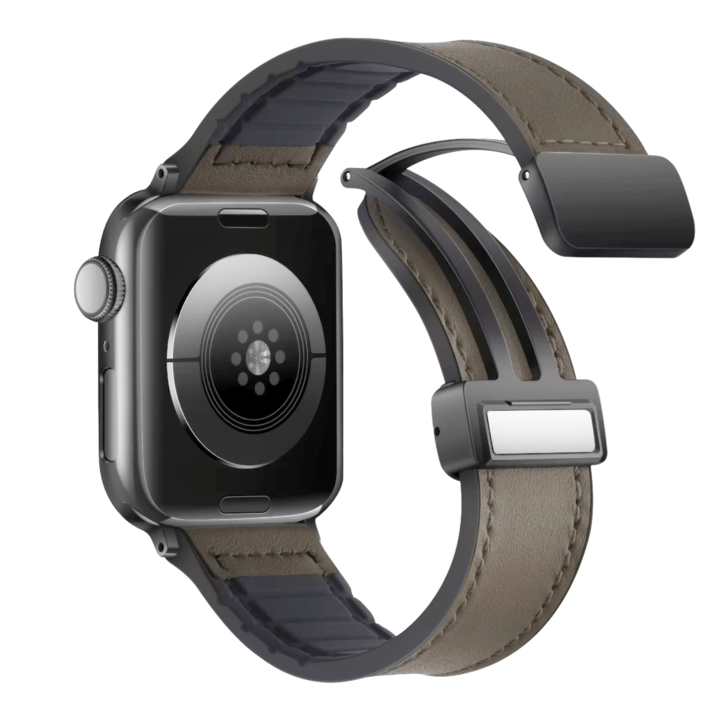 S&T Design Smartwatch-Armband Magnetischer ersatz Armband für Apple Watch Smartwatch, Magnetische Leder Armband für Apple Watch 42/44/45/49mm Series 1-9