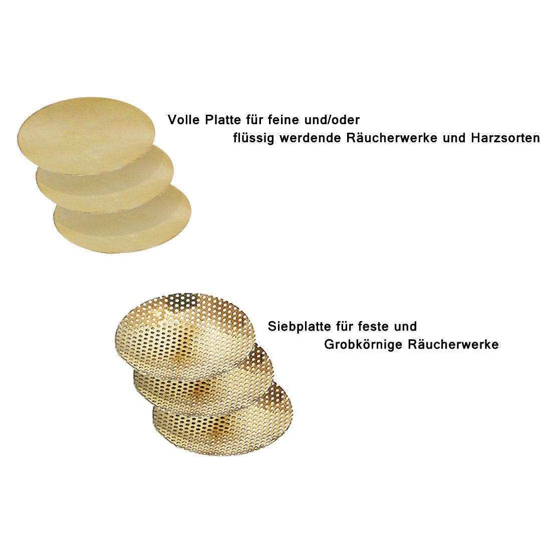 Räucherschale 6tlg Set 3x Räuchersiebe, 3x Plättchen, Gold Räucherubehör für Weihrau