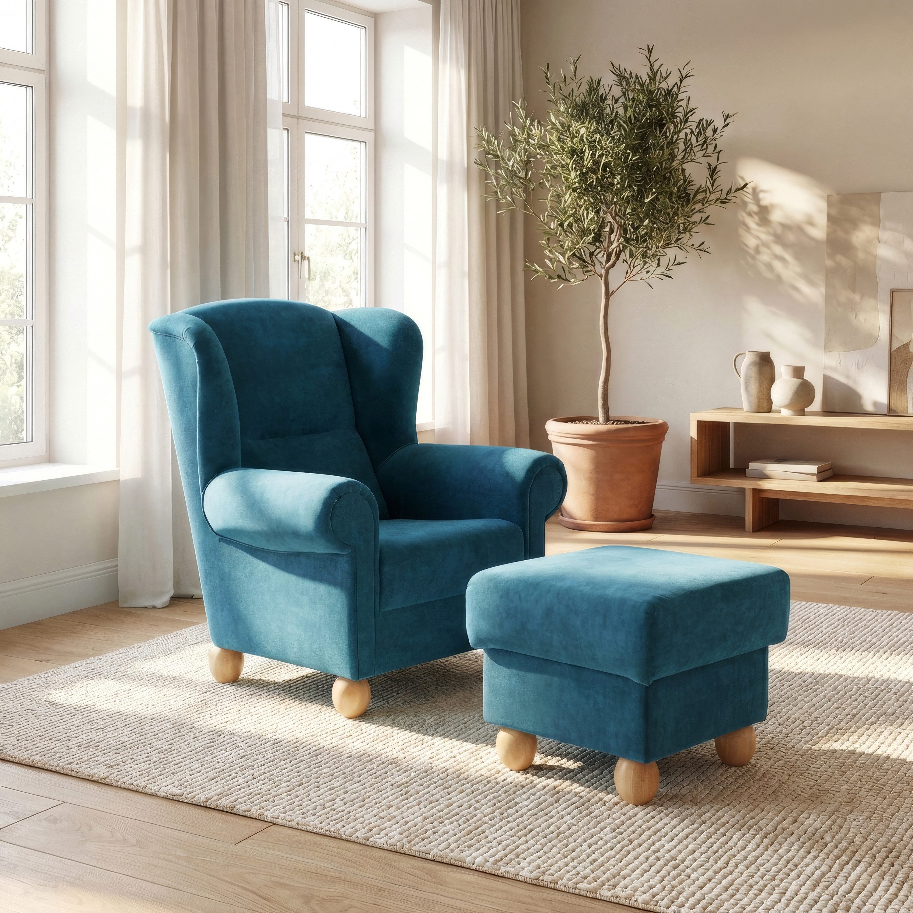Max Winzer® Polsterhocker Monarch, Flachgewebe