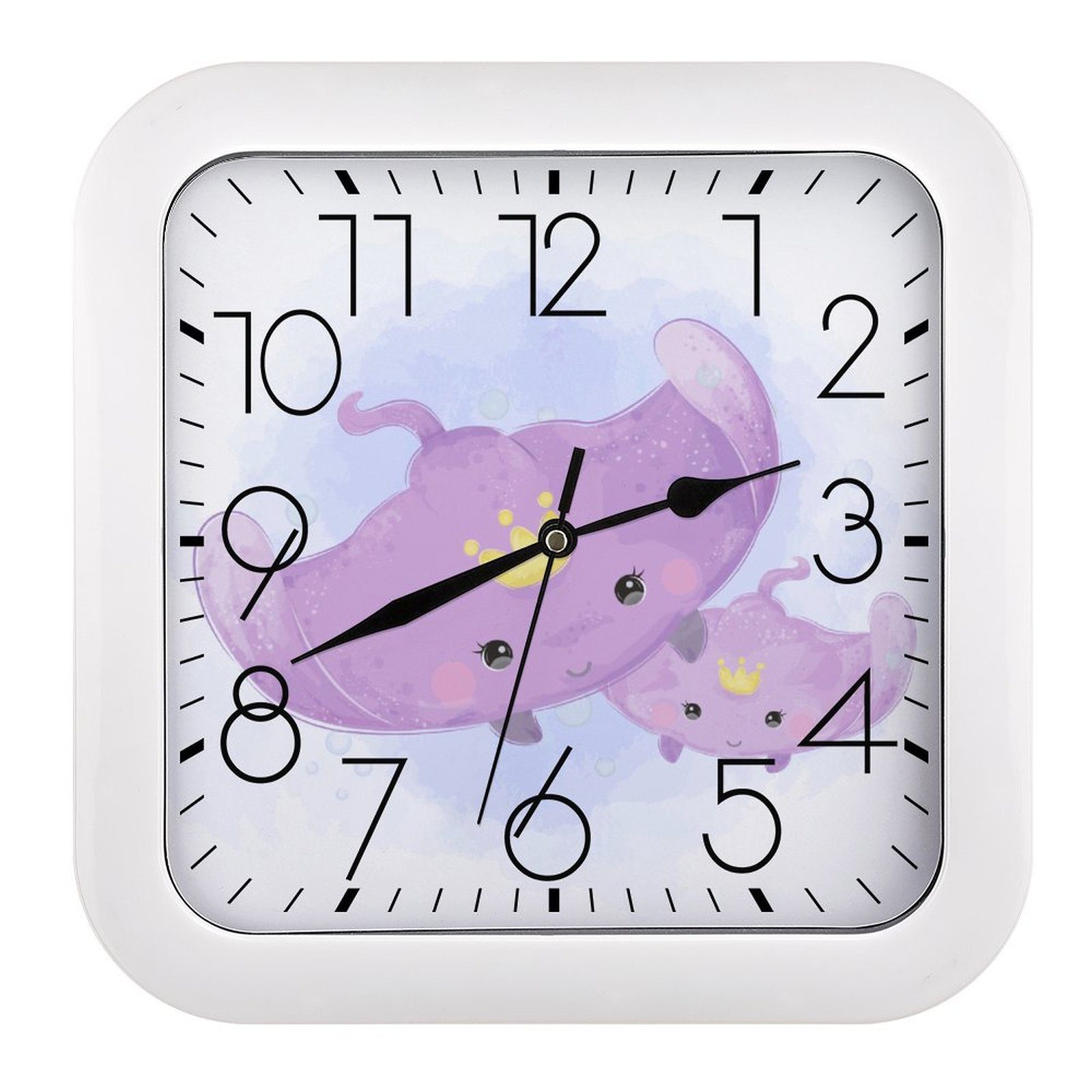 Celya Wanduhr Quadratische Uhr Küchenuhr Bürouhr modern Ohne Tickgeräusche ( Uhr mit Quallenmuster)