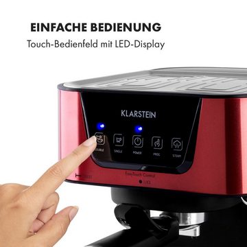 Klarstein Espressomaschine Arabica, 1.5l Kaffeekanne, Leichte Handhabung: Touch-Bedienfeld und LED-Display