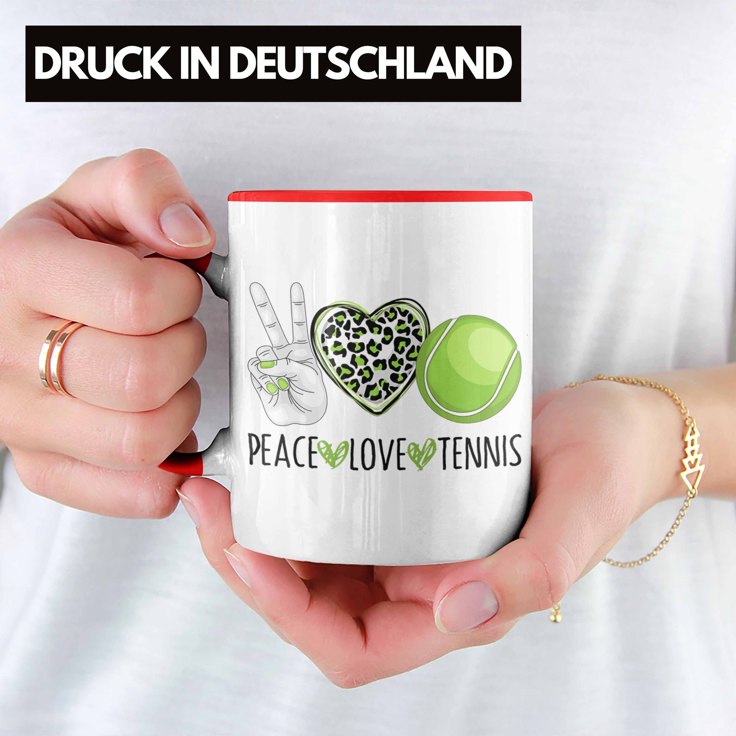 Tennis Tennis-Spieler "Peace Tasse Rot Trainer Geschenk Trendation für Tasse Lustige Coach