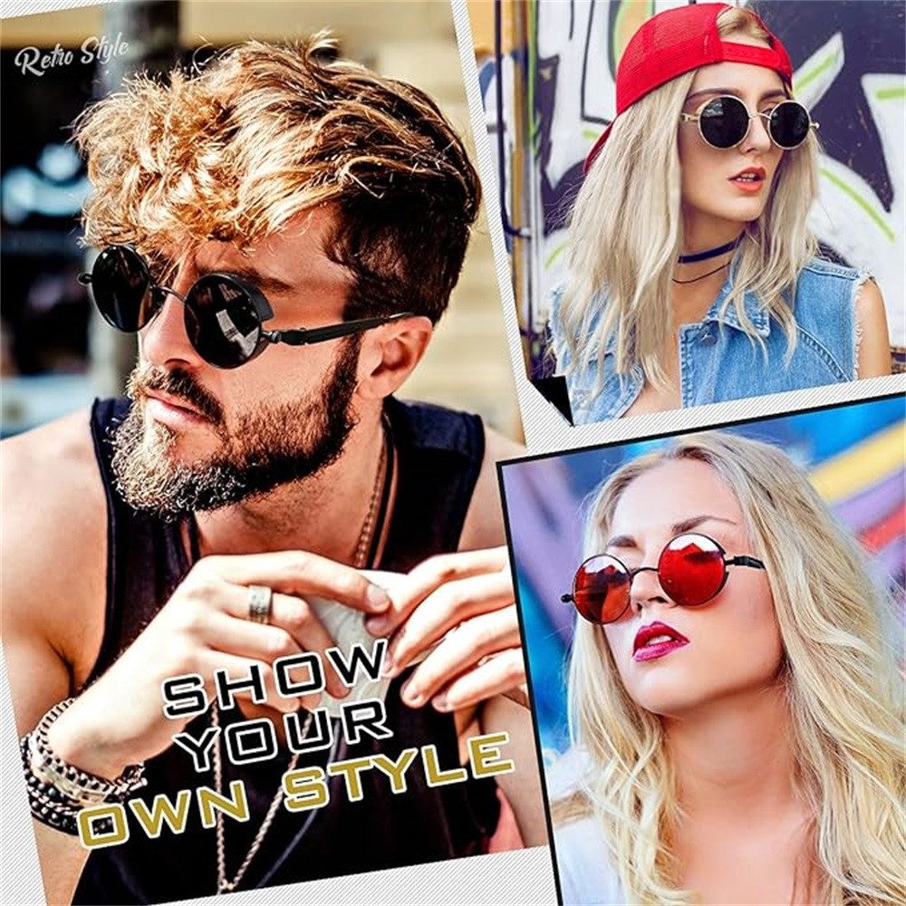 RWEUOQ Sonnenbrille Retrosonnenbrille Steampunk Round Sunglasses günstig online kaufen