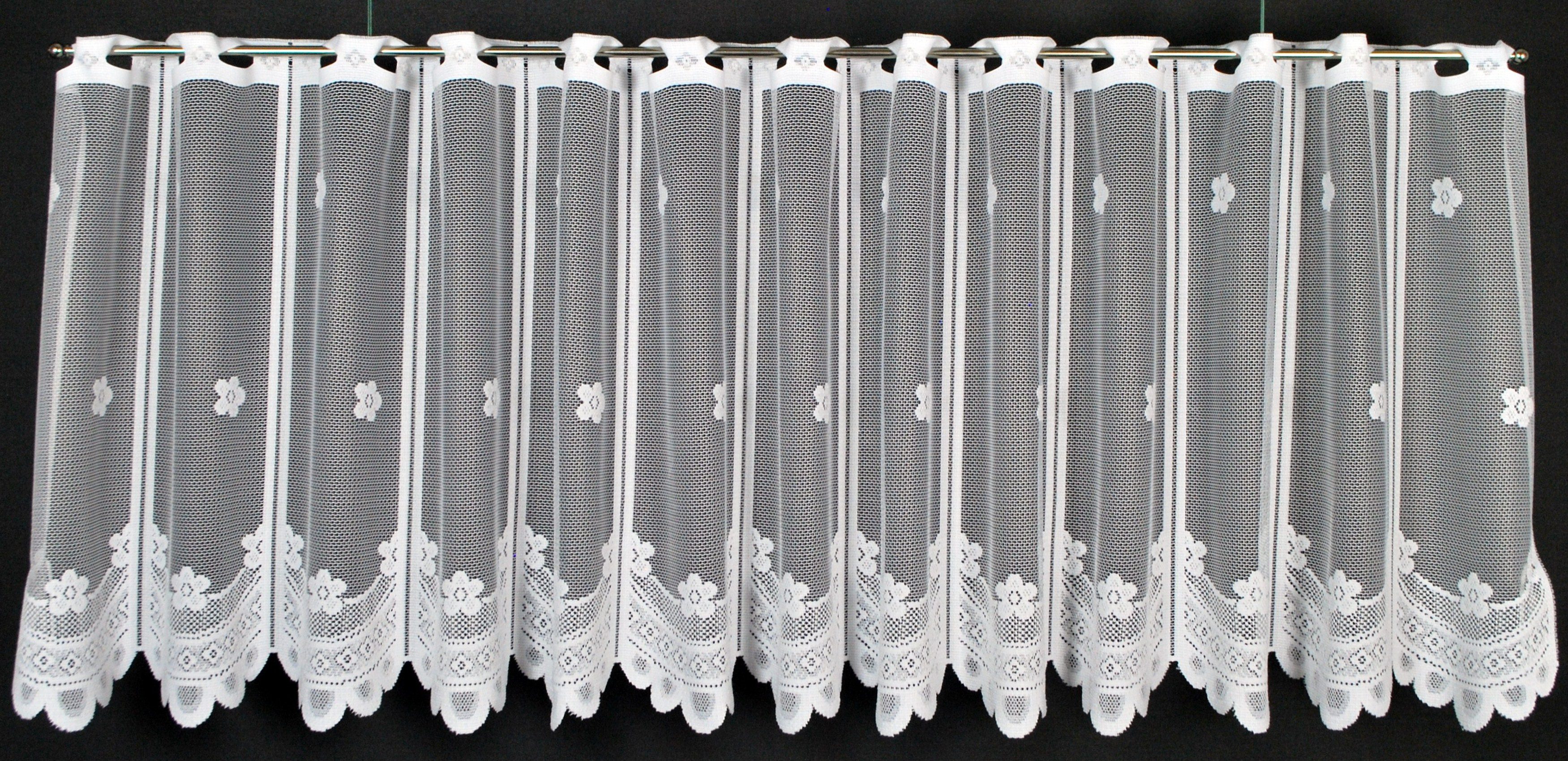 Gardinen Kranzusch Scheibengardine mit Blume (1 St), Stangendurchzug, transparent, Stablöcher,transparent