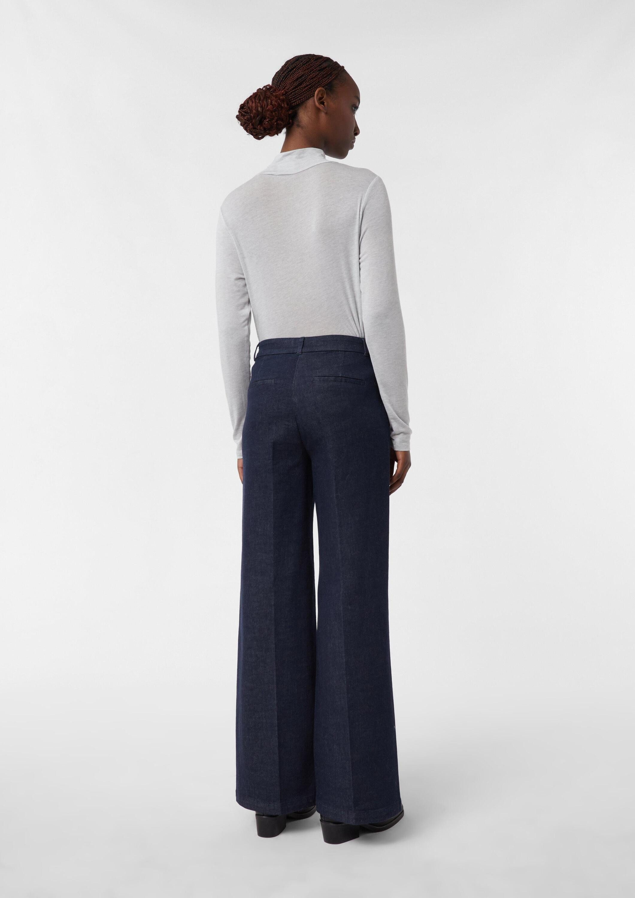 comma Regular-fit-Jeans Jeans-Hose Cleane Dark Denim mit weitem Bein