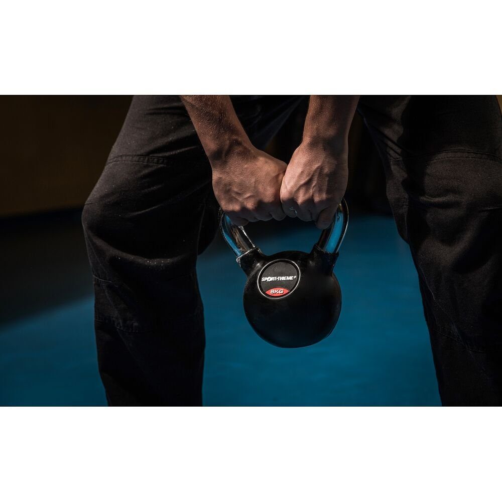 Sport-Thieme Kettlebell kg Kettlebell Gummiert Chrom-Griff, 8 Schwungübungen mit glattem Ideal für