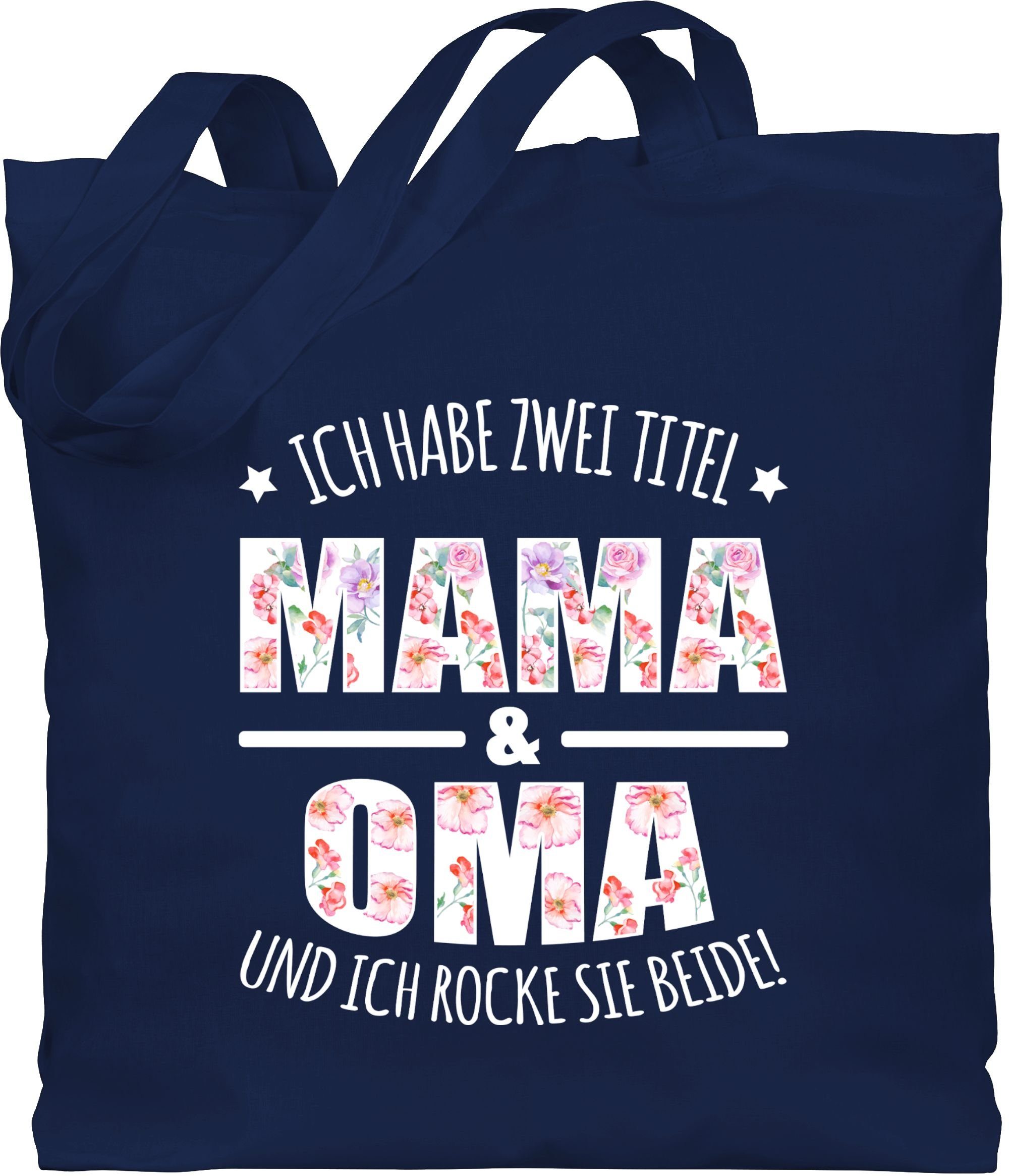 Shirtracer Umhängetasche Habe zwei Titel: Mama & Oma, Oma Geschenk 2 Navy Blau