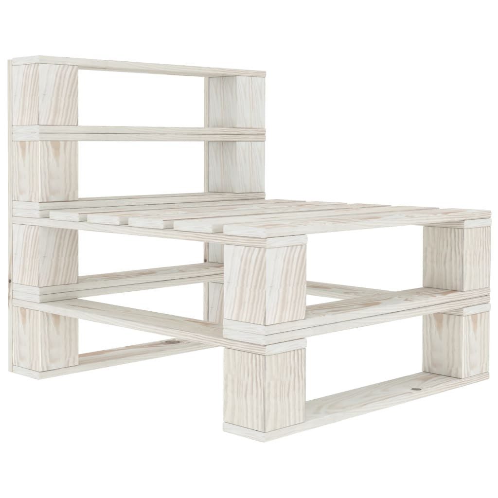 Gartenbank Outdoor-Mittelsofa Paletten Holz Weiß